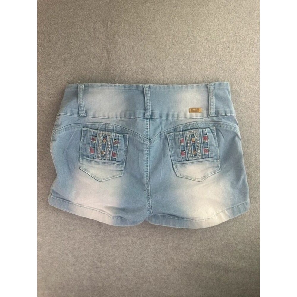 Bling Denim Stretch Shorts Size 17 (Fits like a Size 10) Light Blue Distressed